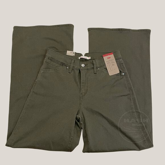 Levi’s 315 Shaping Wide Leg Jeans 30x32 | Olive Twill High Rise NWT, New Gift - Picture 4 of 9